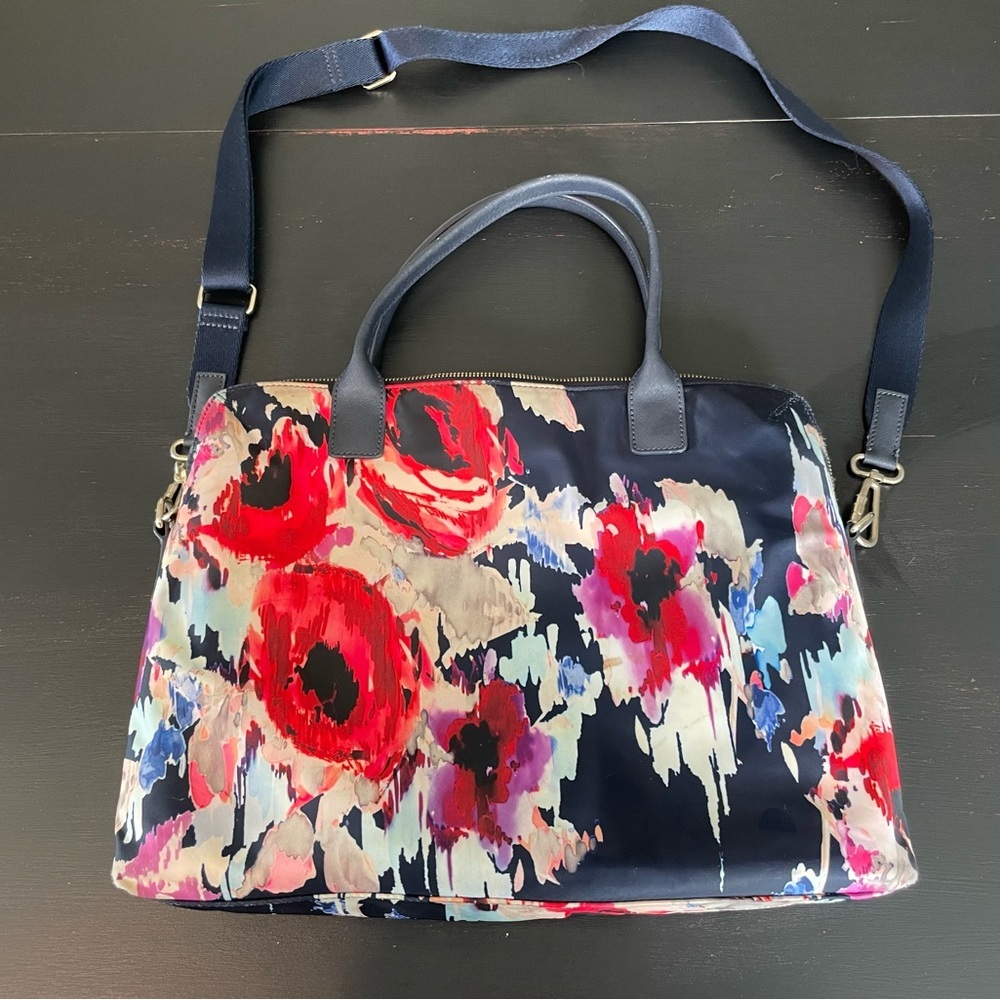 Kate Spade Blake Avenue Navy and Floral Nylon Daveney Laptop Bag